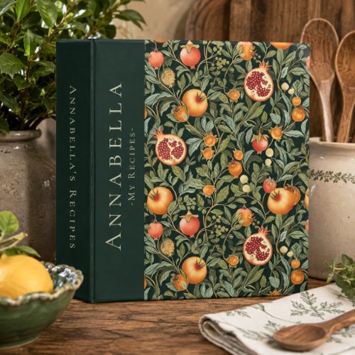 Vintage William Morris Pomegranate Monogram Recipe 3 Ring Binder