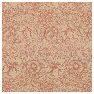 Vintage William Morris Poppy Floral Pattern Fabric