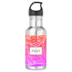 Vintage William Morris Rainbow Botanical Monogram Stainless Steel Water Bottle