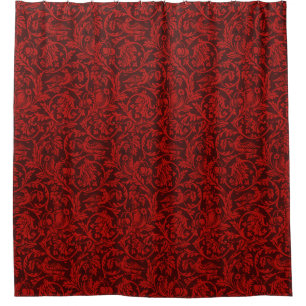 Vintage William Morris Red Birds Foliage Fruit Shower Curtain
