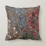 Vintage William Morris Red Flower Acanthus Foliage Throw Pillow
