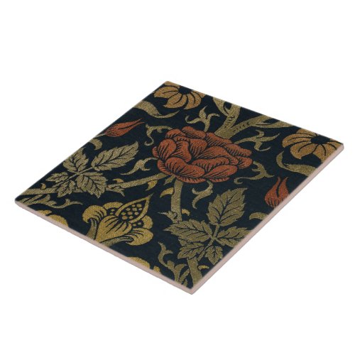 Vintage William Morris Rose and Lily Ceramic Tile