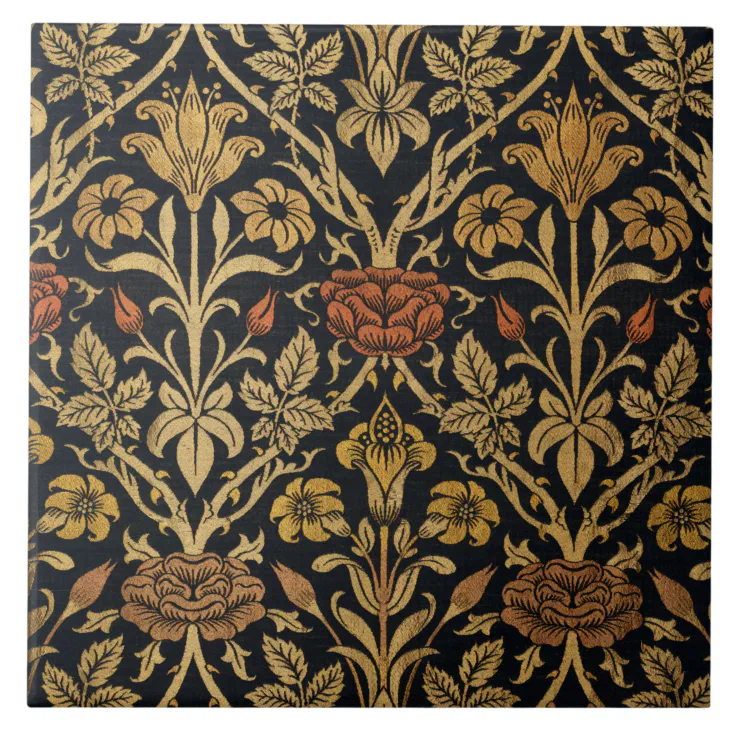 Vintage William Morris Rose and Lily Ceramic Tile | Zazzle