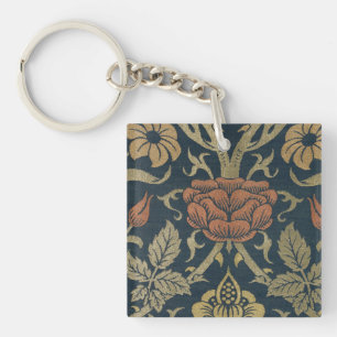 Vintage William Morris Rose and Lily Keychain