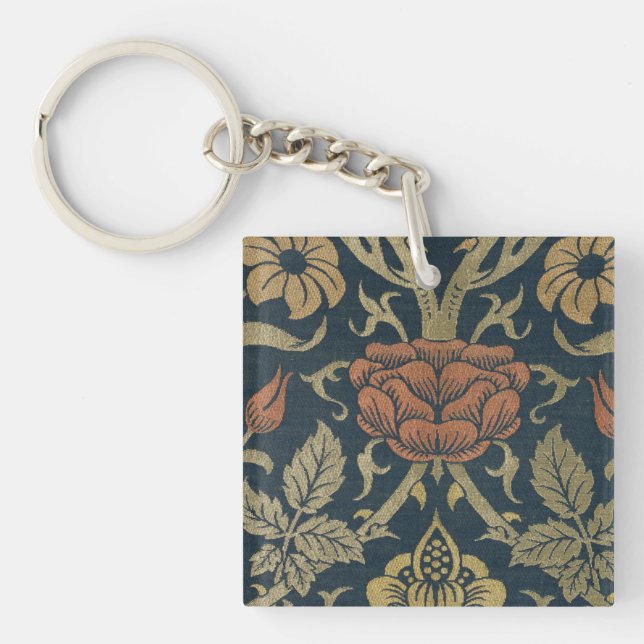 Vintage William Morris Rose and Lily Keychain (Front)