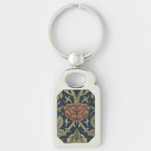 Vintage William Morris Rose and Lily Keychain