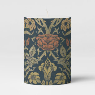 Vintage William Morris Rose and Lily Pillar Candle