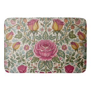 Vintage William Morris Rose Floral Art Nouveau Bath Mat