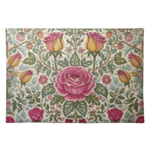 Vintage William Morris Rose Floral Art Nouveau Cloth Placemat