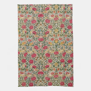 Vintage William Morris Rose Pink Yellow Bird Flor Kitchen Towel