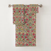 Vintage William Morris Rose Pink Yellow Bird Flora