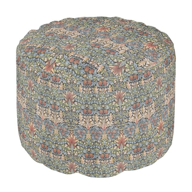 Vintage William Morris Snakehead Pouf (Angled Front)