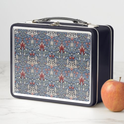Vintage William Morris Snakeshead Fritillary Red   Metal Lunch Box