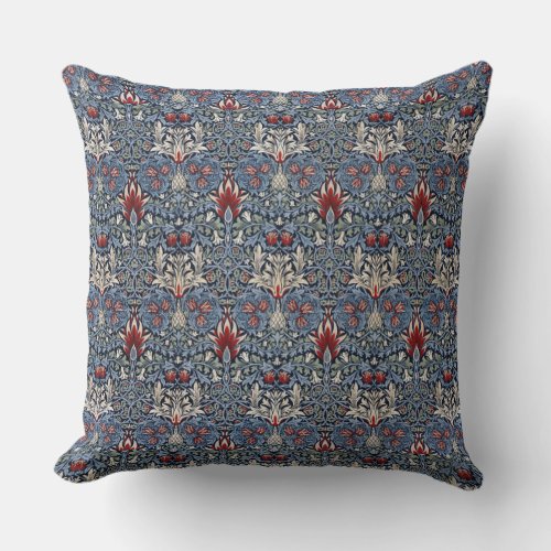 Vintage William Morris Snakeshead Fritillary Red  Throw Pillow