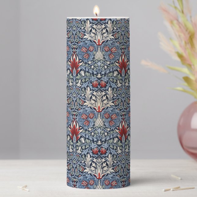 Vintage William Morris Snakeshead     Pillar Candle (In Situ)