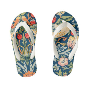 Vintage William Morris "Strawberry Thief" Design Kid's Flip Flops
