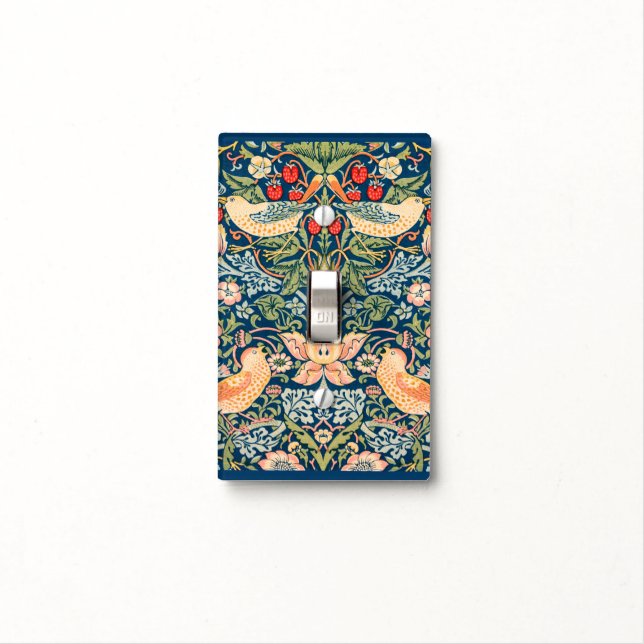 Vintage William Morris "Strawberry Thief" Design Light Switch Cover (In Situ)