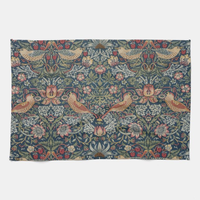 Vintage William Morris Strawberry Thief Kitchen Towel (Horizontal)