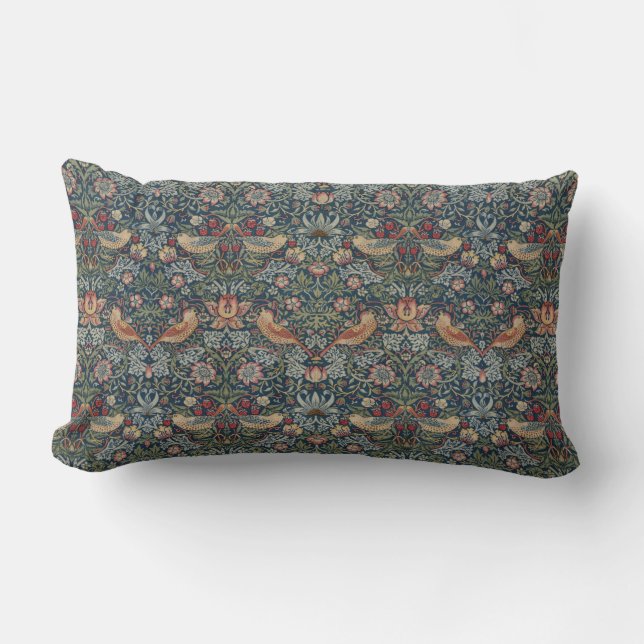 Vintage William Morris Strawberry Thief Lumbar Pillow (Front)