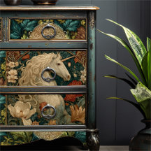 Vintage William Morris Style Art Nouveau Unicorn