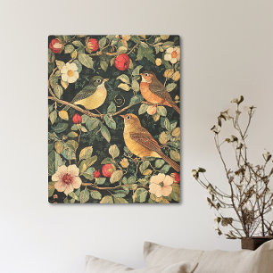 Vintage William Morris Style Birds & Floral Metal Print