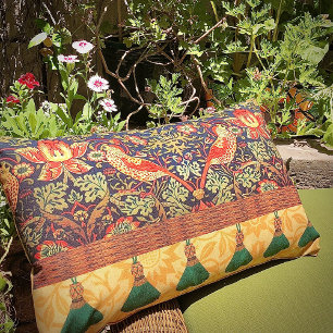 Vintage William Morris Tassel Design  Outdoor Pillow