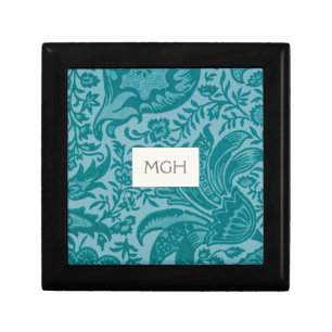 Vintage William Morris Teal Botanical Monogram Gift Box