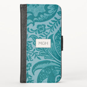 Vintage William Morris Teal Green Botanical iPhone XS Wallet Case