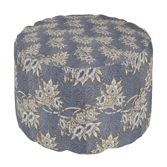 Vintage William Morris Tulip and Willow Pouf (Angled Back)