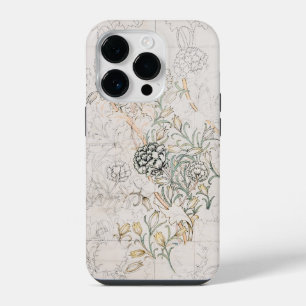 Vintage William Morris Tulip Pastel Floral Sketch iPhone 14 Pro Case