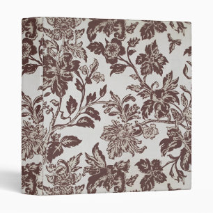 Vintage William Morris Venetian Floral Brown White 3 Ring Binder