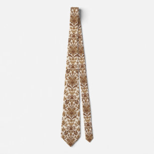 Vintage William Morris Venetian Floral Brown White Neck Tie