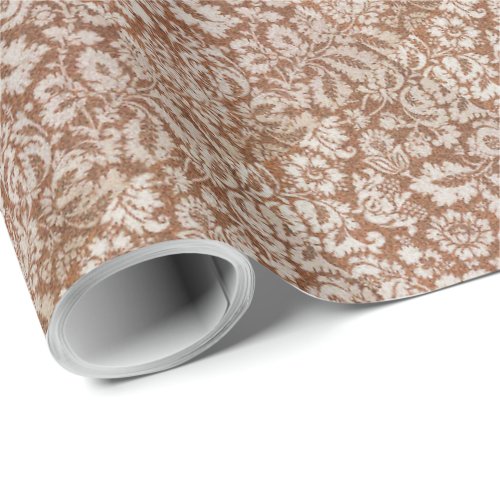 Vintage William Morris Venetian Floral Brown White Wrapping Paper