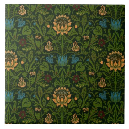 Vintage William Morris Violet and Columbine Ceramic Tile