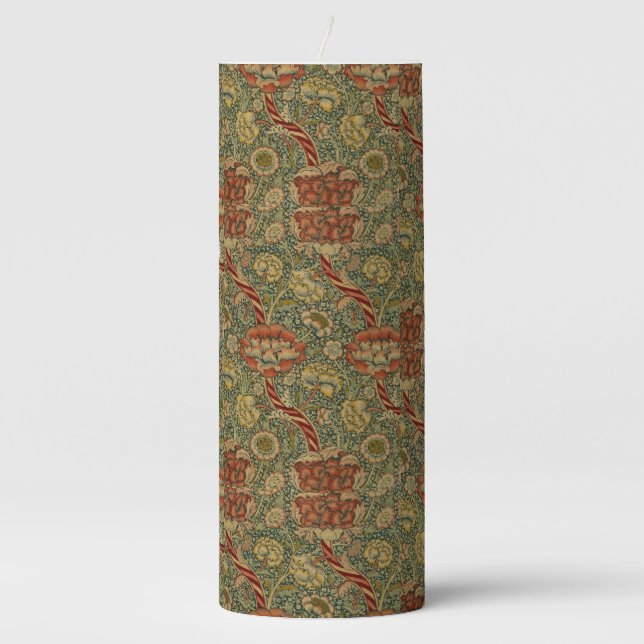 Vintage William Morris Wandle Pillar Candle (Front)