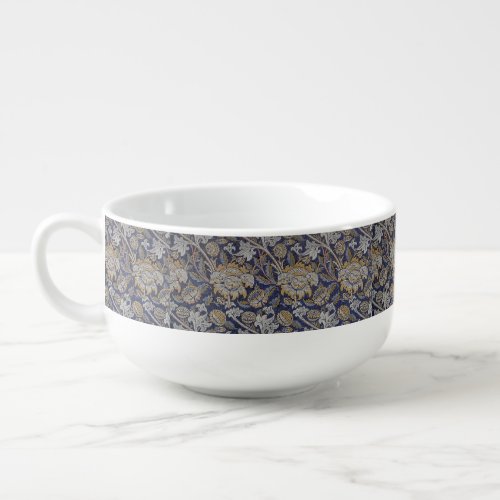 Vintage William Morris Wey Pattern Blue Background Soup Mug