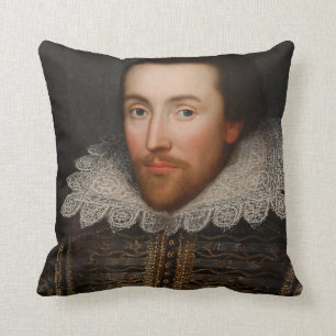 Vintage William Shakespeare Portrait Throw Pillow