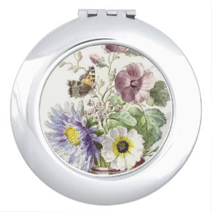 Vintage William van Leen Floral Butterfly Art Compact Mirror
