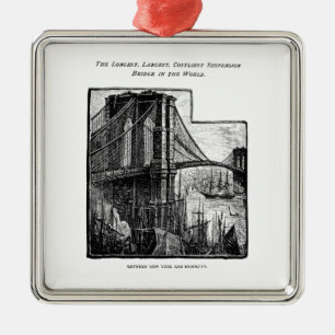 Vintage Williamsburg Brooklyn Bridge New York City Metal Ornament