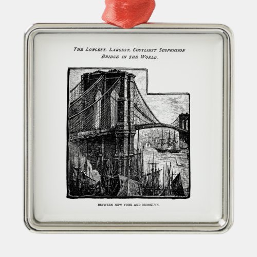 Vintage Williamsburg Brooklyn Bridge New York City Metal Ornament