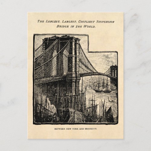 Vintage Williamsburg Brooklyn Bridge New York City Postcard