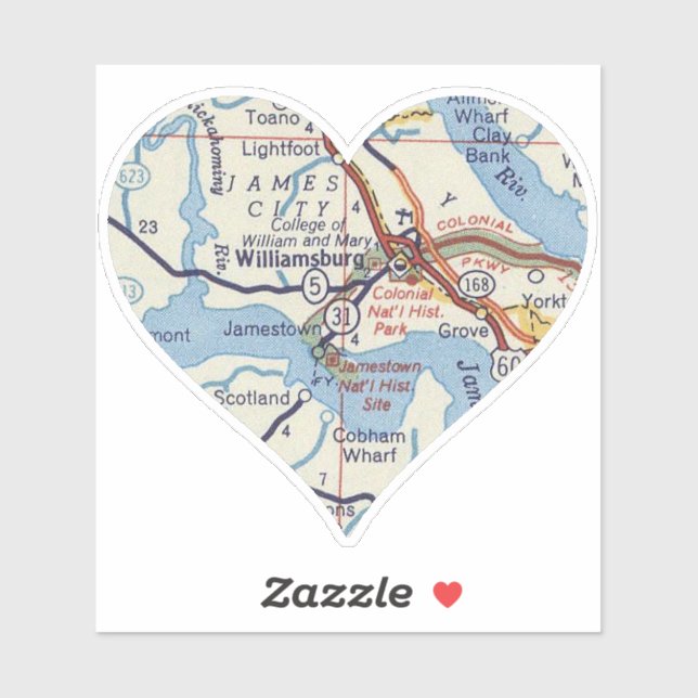 Vintage Williamsburg Map Sticker (Sheet)