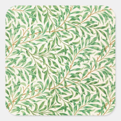 Vintage Willow Bough Ornament Illustration Square Sticker