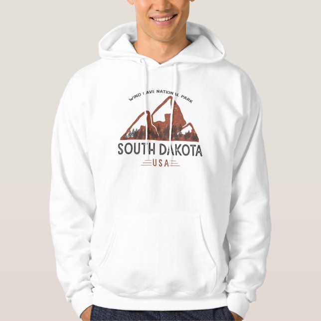 Vintage Wind Cave National Park South Dakota Hoodie (Front)