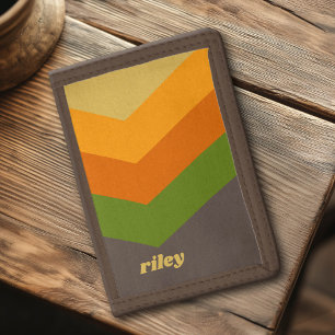 Vintage Windbreaker Color Block Darts Custom Name Tri-fold Wallet