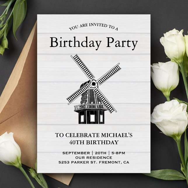 Vintage Windmill Birthday Party Invitation (Creator Uploaded)