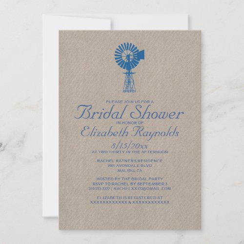 Vintage Windmill Bridal Shower Invitations