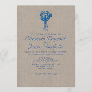 Vintage Windmill Wedding Invitations