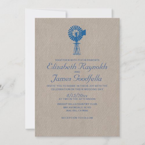 Vintage Windmill Wedding Invitations