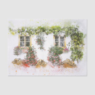 Vintage Window Flowers Decoupage Tissue Paper